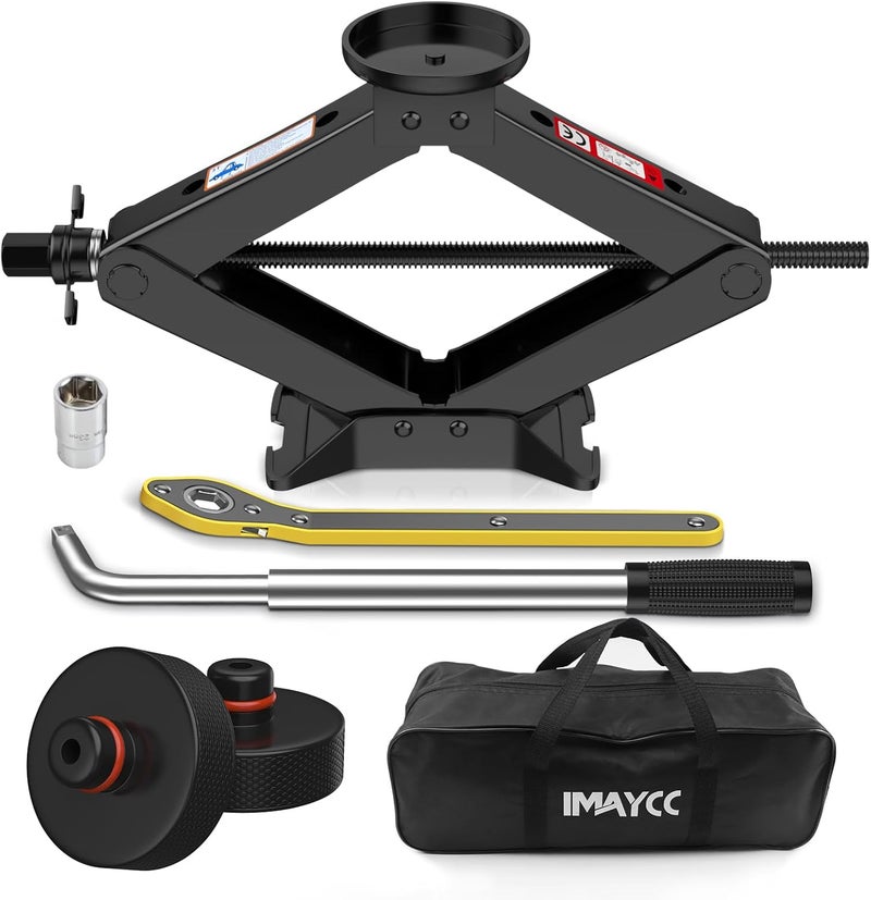 IMAYCC 3 Ton Car Jack for Tesla Model Y Model 3, 4.1"-18.3" Lifting Scissor Jack with Lug Wrench, Tesla Tire Change kit for Model Y/3/S/X. - Image 1